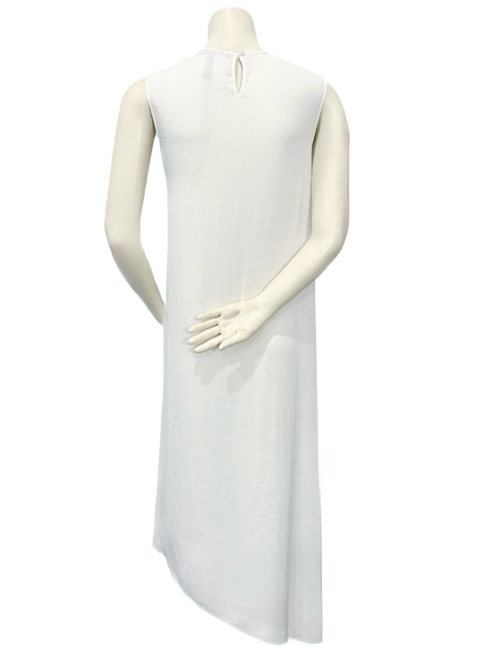 BCBGMAXAZRIA White 100% Silk High-Low Sleeveless Dress XXS - Picture 4 of 8